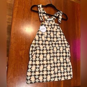 Storia Floral Checkered Dress - Black and Cream